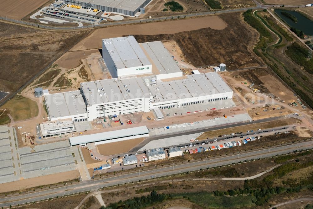 Halle / Saale from the bird's eye view: New building - construction site on the factory premises - Aftermarket Kitting Operation in area Star Park in Halle / Saale in the state Saxony-Anhalt, Germany