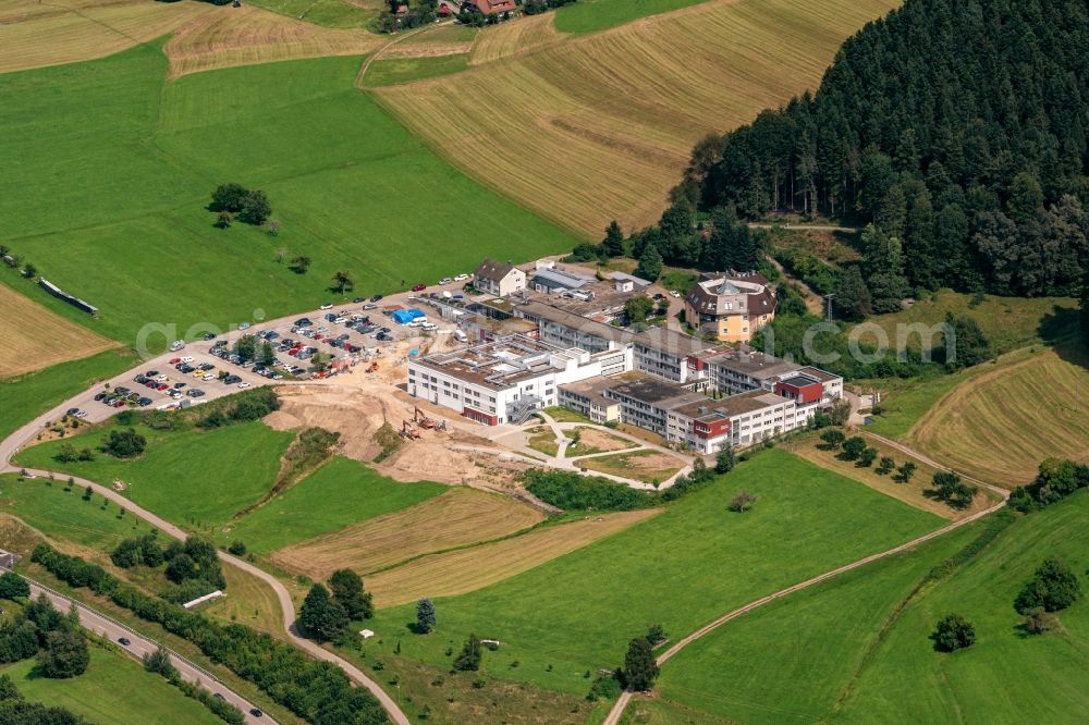 Elzach from the bird's eye view: New construction site for a rehabilitation center of the rehabilitation clinic BDH-Klinik Elzach in Elzach in the state Baden-Wuerttemberg, Germany