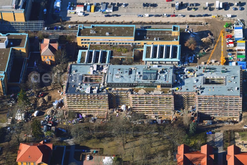 Aerial image Berlin - New construction site for a rehabilitation center of the rehabilitation clinic of BG Klinikum Unfallkrankenhaus Berlin gGmbH in the district Marzahn in Berlin, Germany