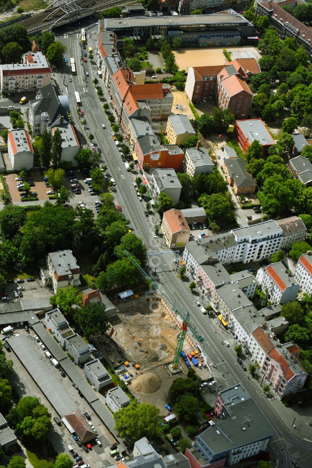 Berlin from above - New construction site for a rehabilitation center of the rehabilitation clinic on Berliner Strasse in the district Pankow in Berlin, Germany