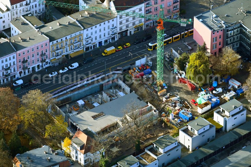 Aerial image Berlin - New construction site for a rehabilitation center of the rehabilitation clinic on Berliner Strasse in the district Pankow in Berlin, Germany