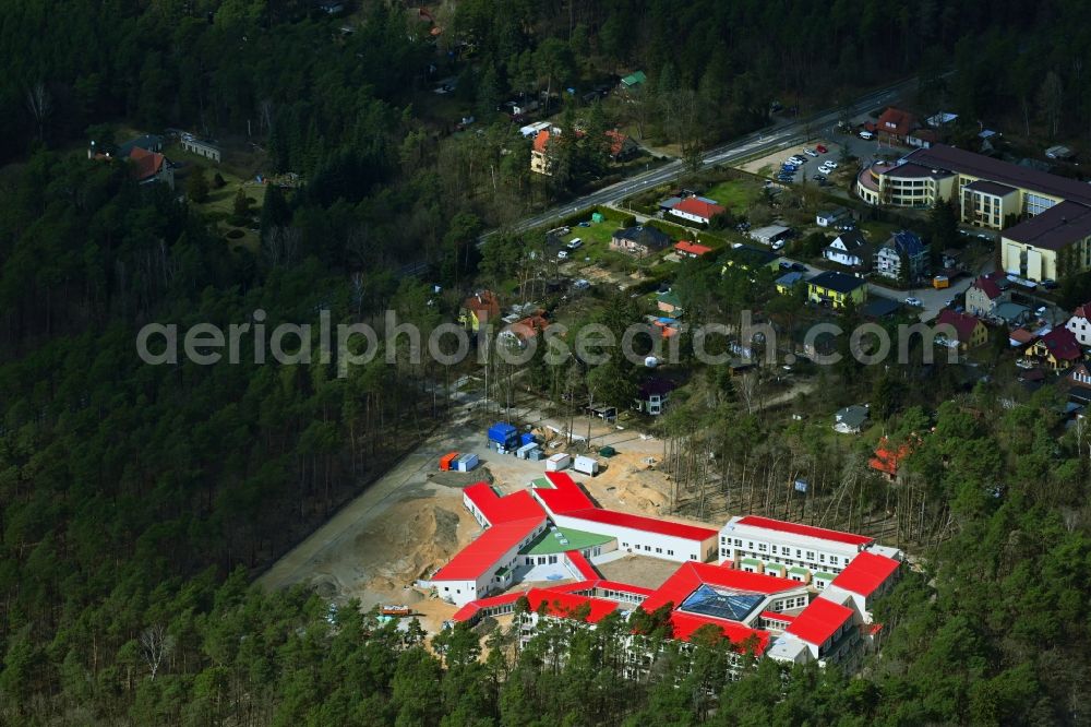 Aerial photograph Strausberg - New construction site for a rehabilitation center of the rehabilitation clinic on Umgehungsstrasse - Amselweg in Strausberg in the state Brandenburg, Germany