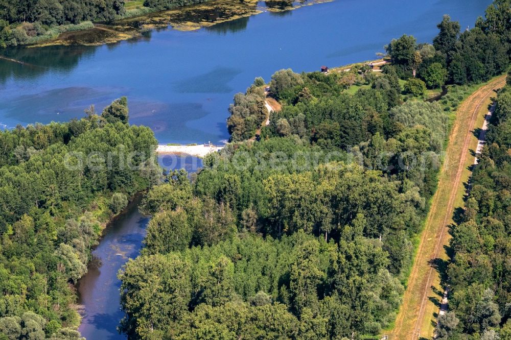 Aerial image Schwanau - New construction of a flood - retention basin and protective dam construction in Schwanau in the state Baden-Wuerttemberg, Germany