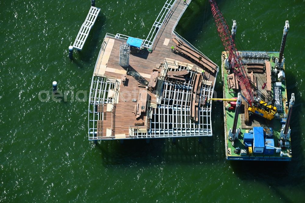 Aerial image Koserow - Construction site for the new Seebruecke Koserow in Koserow on the island of Usedom in the state Mecklenburg-Western Pomerania in Germany