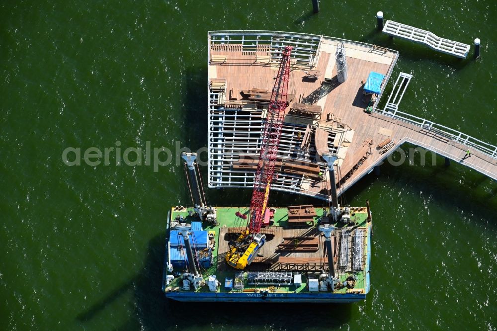 Aerial photograph Koserow - Construction site for the new Seebruecke Koserow in Koserow on the island of Usedom in the state Mecklenburg-Western Pomerania in Germany