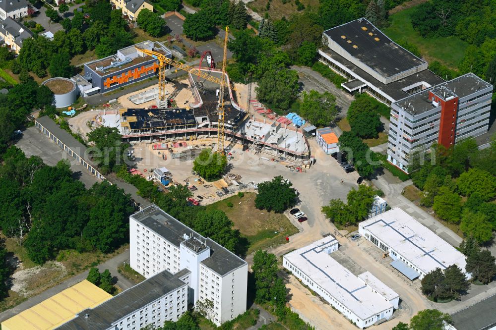 Aerial photograph Berlin - New construction site of the administration building and situation center for the radiological emergency response of the state authority BfS Federal Office for Radiation Protection on the street Koepenicker Allee in the district Karlshorst in Berlin, Germany