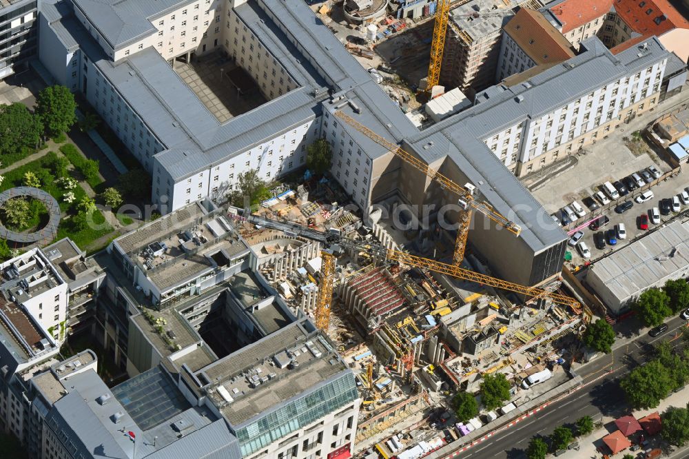 Aerial photograph Berlin - New construction site Administrative buildings of the state authority of an office and administration building of Deutscher Bundestag on Dorotheenstrasse corner Schadowstrasse in Berlin, Germany