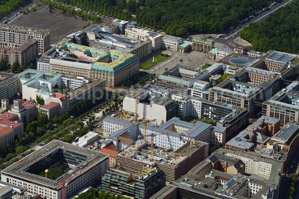 Aerial image Berlin - New construction site Administrative buildings of the state authority of an office and administration building of Deutscher Bundestag on Dorotheenstrasse corner Schadowstrasse in Berlin, Germany