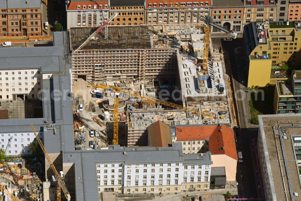 Berlin from above - New construction site Administrative buildings of the state authority of an office and administration building of Deutscher Bundestag on Dorotheenstrasse corner Schadowstrasse in Berlin, Germany