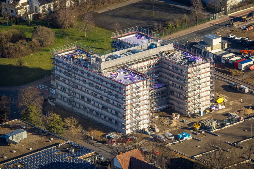 Unna from above - New construction site Administrative buildings of the state authority Job center - employment office - Viktoriastrasse on street Hammer Strasse - Viktoriastrasse in Unna at Ruhrgebiet in the state North Rhine-Westphalia, Germany
