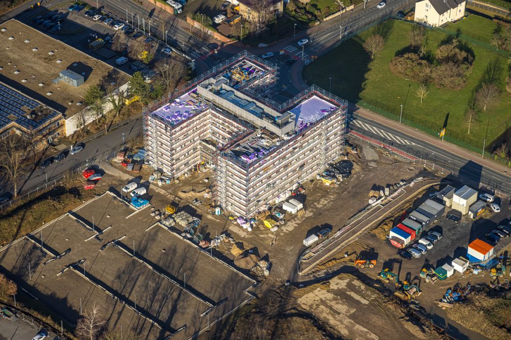 Aerial image Unna - New construction site Administrative buildings of the state authority Job center - employment office - Viktoriastrasse on street Hammer Strasse - Viktoriastrasse in Unna at Ruhrgebiet in the state North Rhine-Westphalia, Germany