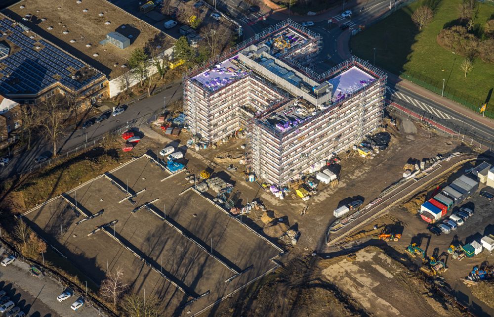 Aerial photograph Unna - New construction site Administrative buildings of the state authority Job center - employment office - Viktoriastrasse on street Hammer Strasse - Viktoriastrasse in Unna at Ruhrgebiet in the state North Rhine-Westphalia, Germany