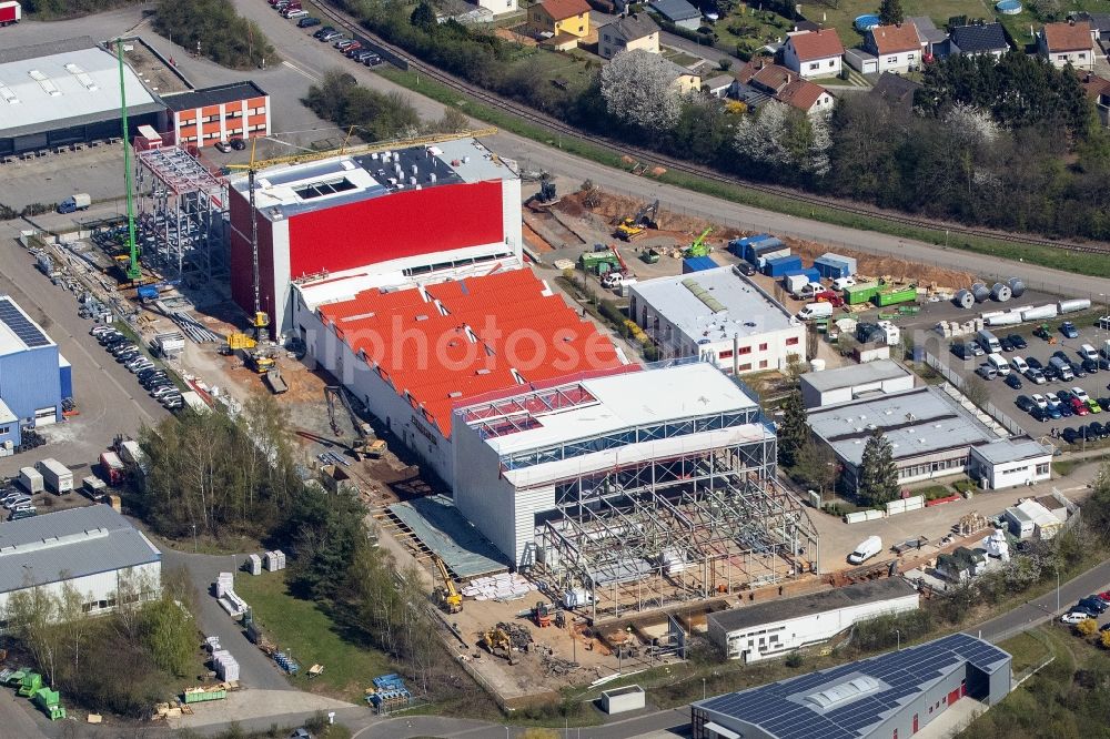 Aerial photograph Bexbach - New building - construction site on the factory premises Fuchs & Hoffmann GmbH In of Kolling in the district Frankenholz in Bexbach in the state Saarland, Germany