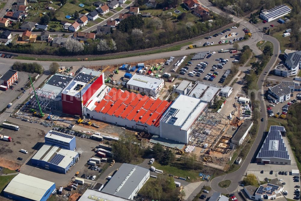 Aerial image Bexbach - New building - construction site on the factory premises Fuchs & Hoffmann GmbH In of Kolling in the district Frankenholz in Bexbach in the state Saarland, Germany