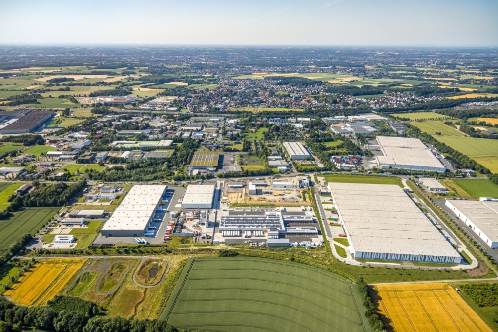 Aerial image Hamm - New building - construction site on the factory premises of the construction company Hugo Schneider GmbH on Oberallener Weg in Hamm in the state North Rhine-Westphalia, Germany