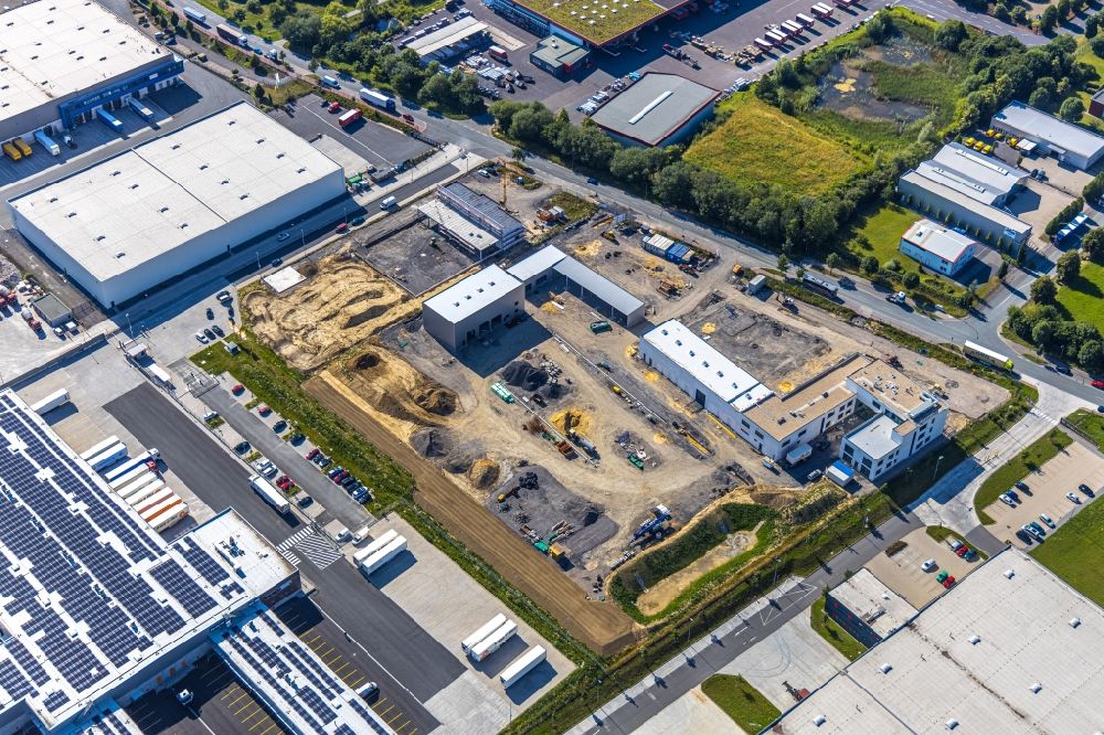 Hamm from the bird's eye view: New building - construction site on the factory premises of the construction company Hugo Schneider GmbH on Oberallener Weg in Hamm in the state North Rhine-Westphalia, Germany