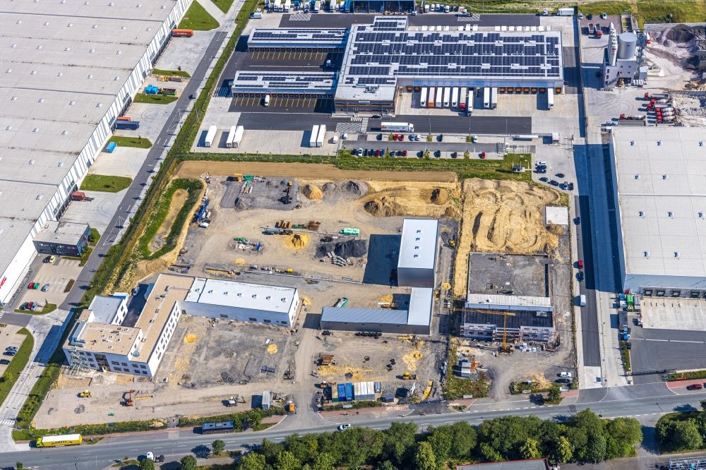 Aerial photograph Hamm - New building - construction site on the factory premises of the construction company Hugo Schneider GmbH on Oberallener Weg in Hamm in the state North Rhine-Westphalia, Germany