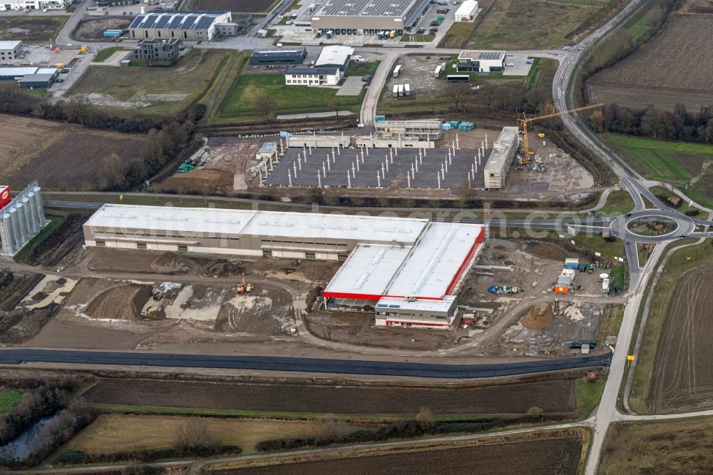 Aerial image Neuried - New building - construction site on the factory premises on Otto-Graf-Strasse in the district Neuried in Kehl in the state Baden-Wuerttemberg, Germany