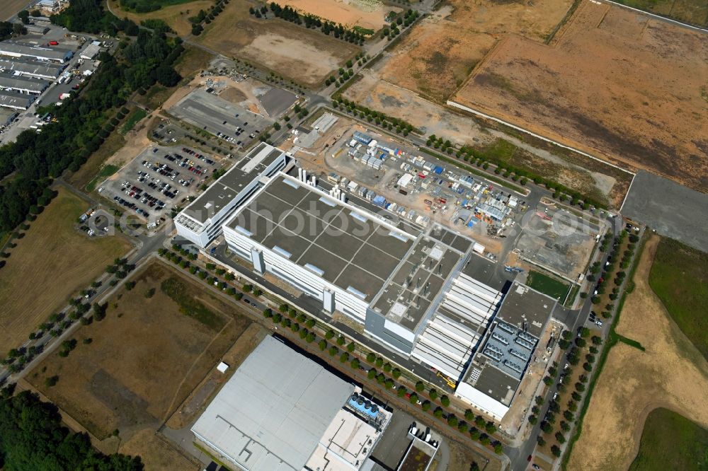 Aerial image Dresden - New building - construction site on the factory premises Fab, Semiconductor Fabrication Plantof by Robert Bosch Semiconductor Manufacturing Dresden GmbH in the district Hellerau in Dresden in the state Saxony, Germany