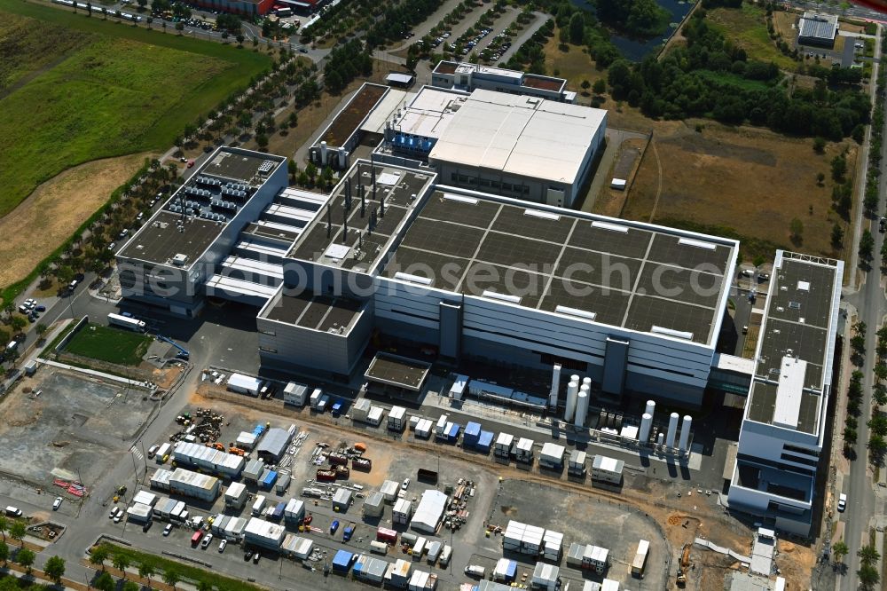 Dresden from the bird's eye view: New building - construction site on the factory premises Fab, Semiconductor Fabrication Plantof by Robert Bosch Semiconductor Manufacturing Dresden GmbH in the district Hellerau in Dresden in the state Saxony, Germany
