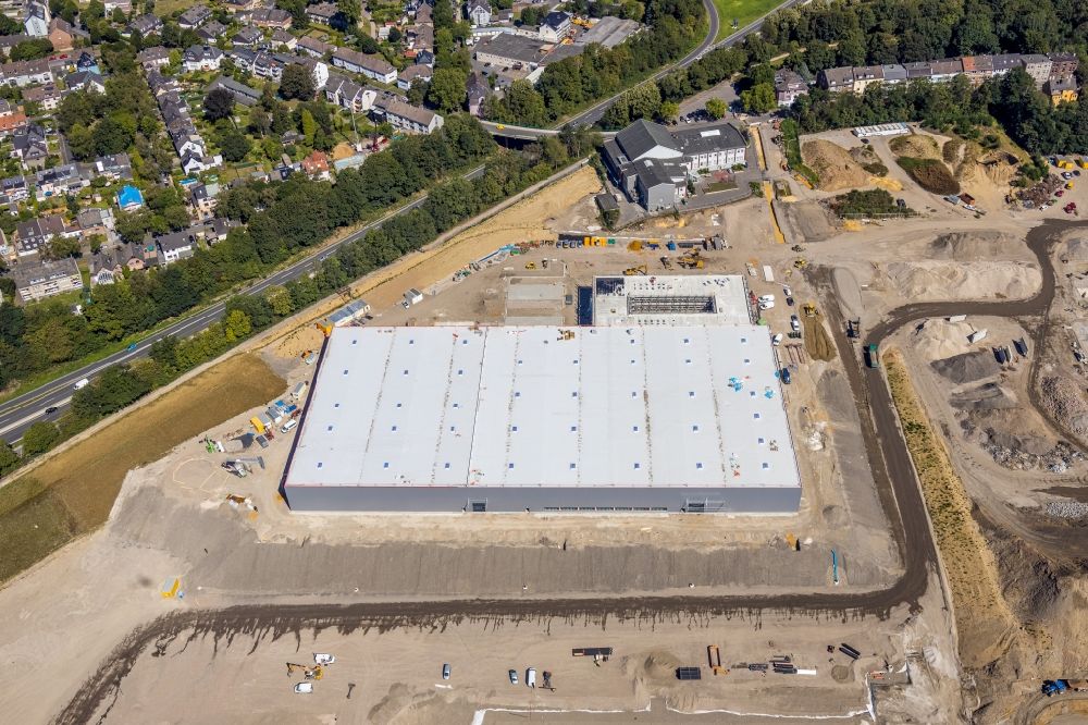 Aerial photograph Bochum - New building - construction site on the factory premises of the Wabtec Corporation concern in the development area MARK 51A?7 in the district Laer in Bochum in the state North Rhine-Westphalia, Germany