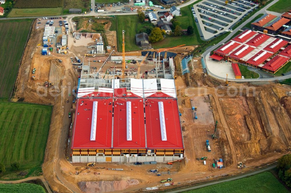 Parkstein from the bird's eye view: New building - construction site on the factory premises WITRON Logistik + Informatik GmbH in Parkstein in the state Bavaria, Germany