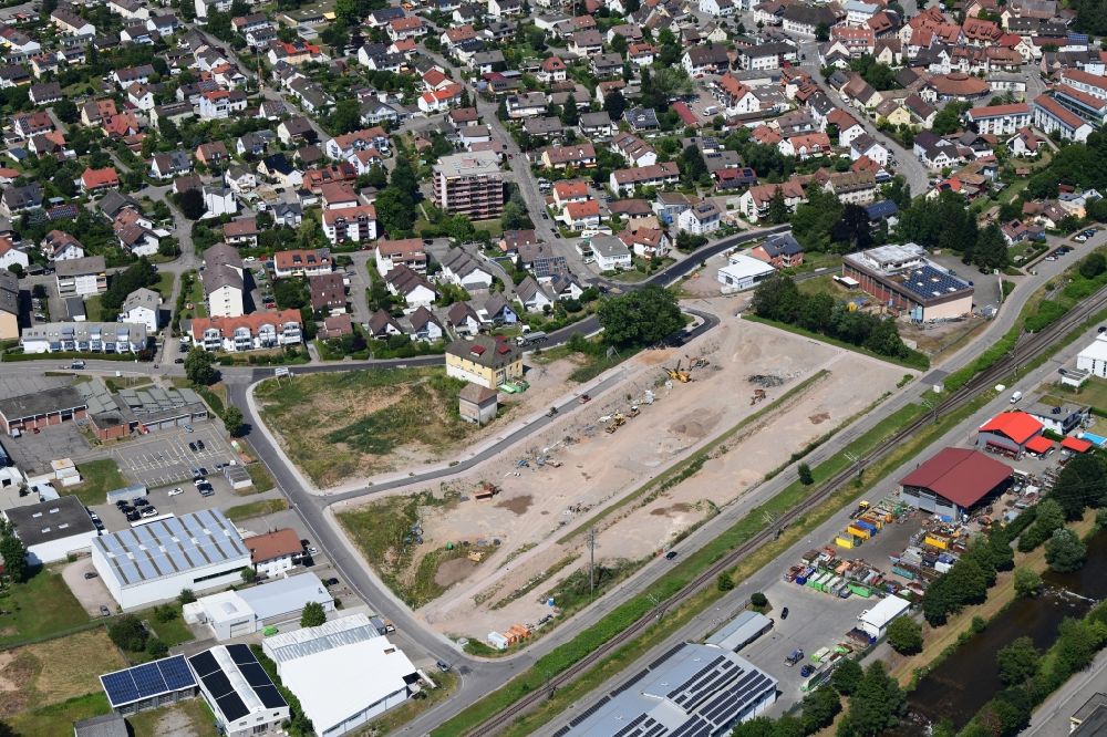 Aerial photograph Steinen - New building construction site in the accomodation Old Weaving Mill in Steinen in the state Baden-Wurttemberg, Germany
