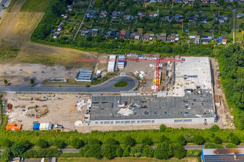 Aerial image Bochum - New building - construction site of buildings and production halls of the central kitchen of the St. Elisabeth Group and Catholic Clinic Bochum on Salzstrasse in the district Hiltrop in Bochum at Ruhrgebiet in the state North Rhine-Westphalia, Germany