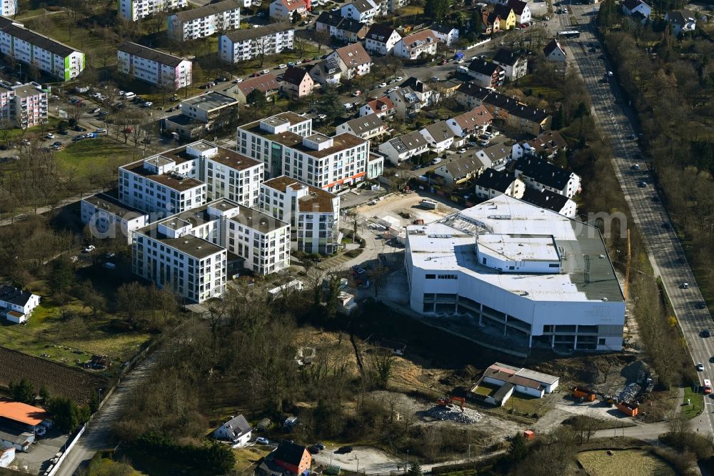 Ludwigsburg from above - Construction site for the renovation and extension of the furniture store - furniture market XXXLutz on Monreposstrasse in the district Eglosheim in Ludwigsburg in the state Baden-Wuerttemberg, Germany