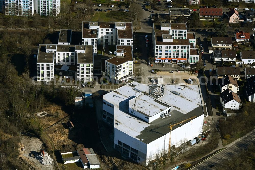Aerial image Ludwigsburg - Construction site for the renovation and extension of the furniture store - furniture market XXXLutz on Monreposstrasse in the district Eglosheim in Ludwigsburg in the state Baden-Wuerttemberg, Germany