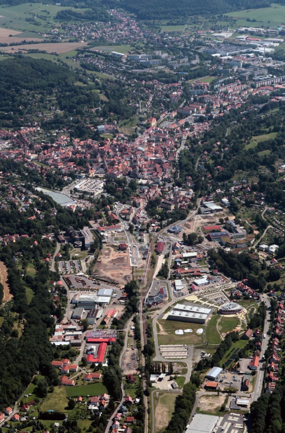 Aerial photograph Schmalkalden - Construction of a walk-chocolate box of Viba nougat world of confectionery manufacturer Viba sweets GmbH at the nougat Avenue in Schmalkalden in Thuringia