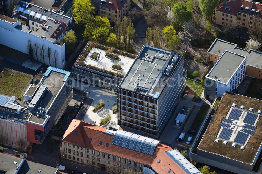 Aerial image Berlin - Construction site of the new Berlin Institute for Medical Systems BIMSB on Hannoversche Strasse in the district of Mitte in Berlin, Germany