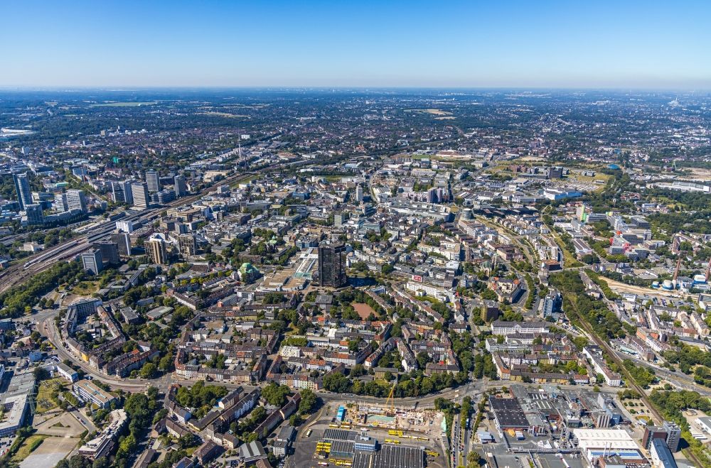 Aerial photograph Essen - Construction site of the depot of the Betriebswerkstatt Beuststrasse in the district Ostviertel in Essen in the state North Rhine-Westphalia, Germany