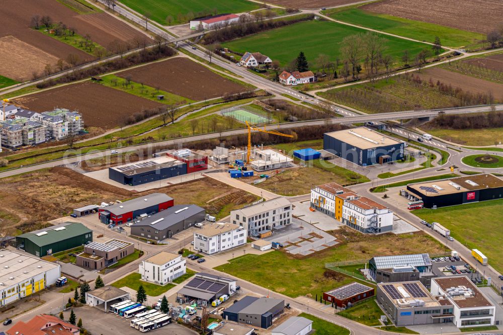 Aerial image Ettenheim - New construction on the fire station area of the fire depot and rescue center on street Winefeldstrasse in Ettenheim in the state Baden-Wuerttemberg, Germany