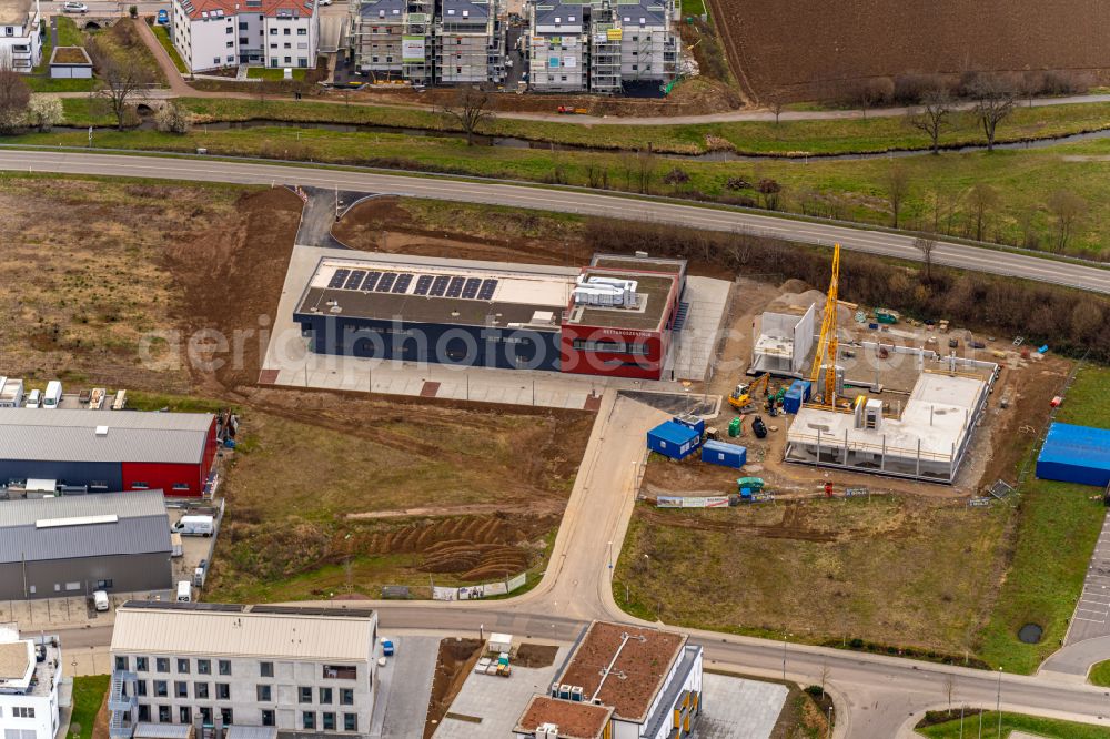 Aerial image Ettenheim - New construction on the fire station area of the fire depot and rescue center on street Winefeldstrasse in Ettenheim in the state Baden-Wuerttemberg, Germany