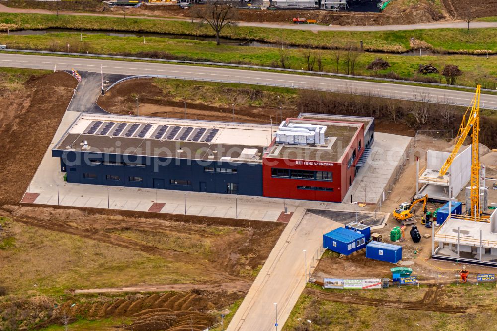 Aerial photograph Ettenheim - New construction on the fire station area of the fire depot and rescue center on street Winefeldstrasse in Ettenheim in the state Baden-Wuerttemberg, Germany