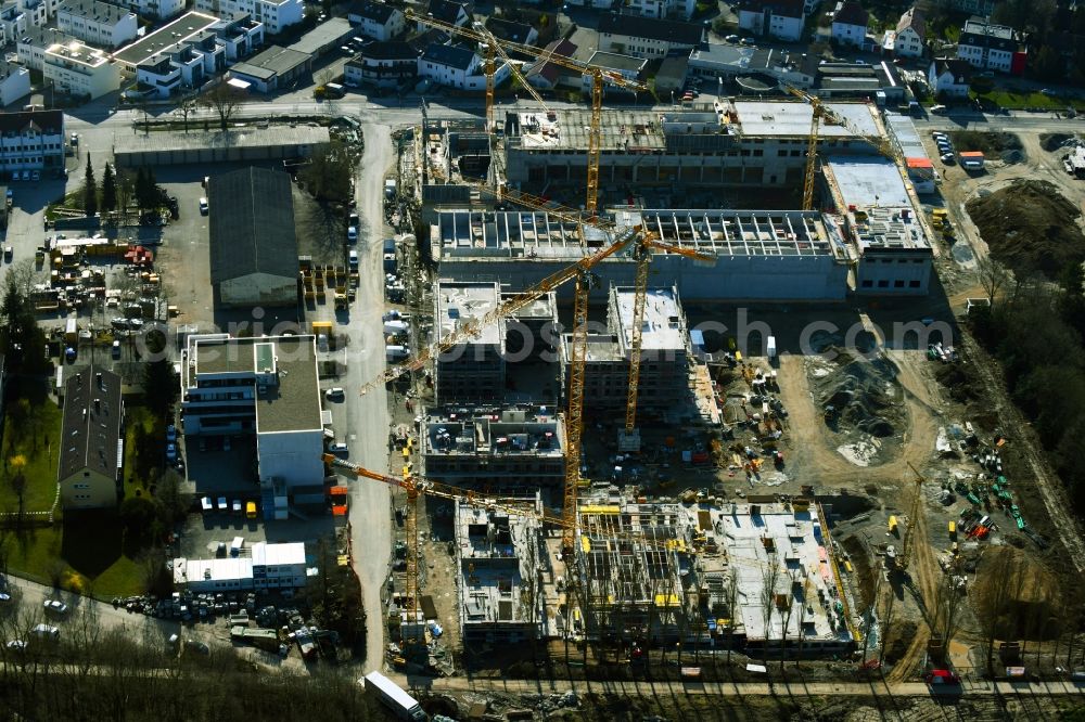 Stuttgart from above - New construction on the fire station area of the fire depot on Sigmaringer Strasse in the district Moehringen in Stuttgart in the state Baden-Wuerttemberg, Germany