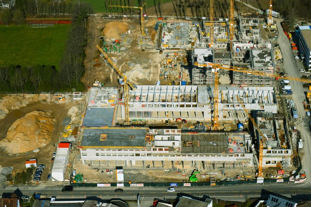 Stuttgart from the bird's eye view: New construction on the fire station area of the fire depot on Sigmaringer Strasse in the district Moehringen in Stuttgart in the state Baden-Wuerttemberg, Germany