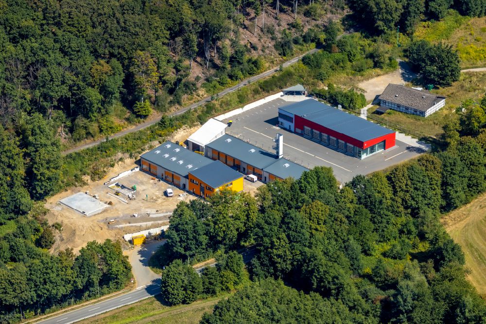 Aerial image Sprockhövel - New construction on the fire station area of the fire depot on Hiddinghauser Strasse in Sprockhoevel in the state North Rhine-Westphalia, Germany