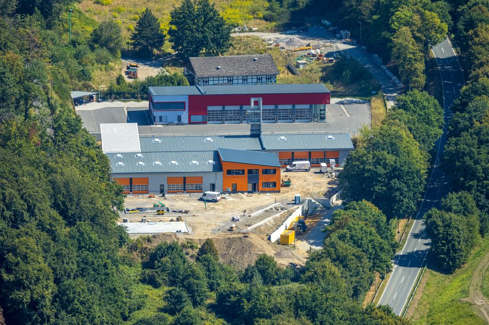 Sprockhövel from the bird's eye view: New construction on the fire station area of the fire depot on Hiddinghauser Strasse in Sprockhoevel in the state North Rhine-Westphalia, Germany