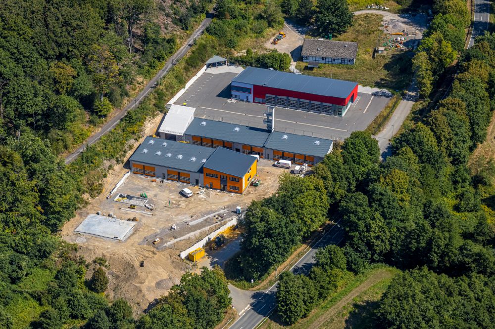 Aerial image Sprockhövel - New construction on the fire station area of the fire depot on Hiddinghauser Strasse in Sprockhoevel in the state North Rhine-Westphalia, Germany