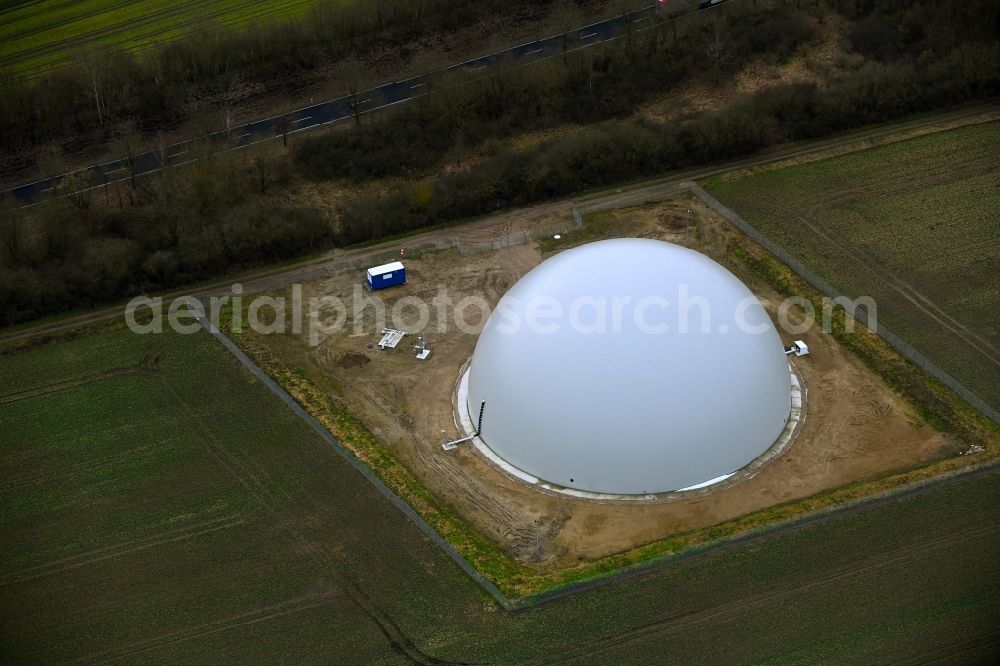 Aerial photograph Boizenburg/Elbe - Construction of a new biogas storage tank for the supply companies Elbe GmbH in Boizenburg / Elbe in the state Mecklenburg-Western Pomerania, Germany