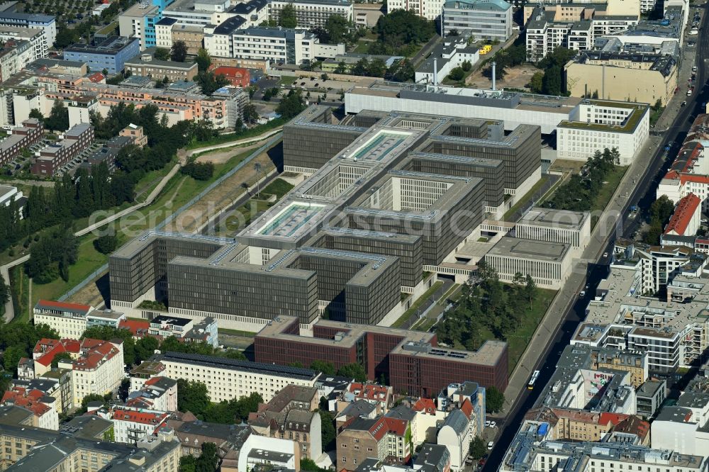 Berlin from the bird's eye view: Construction of the Federal Intelligence Service (BND) headquarters on Chausseestrasse in the Mitte district of the capital Berlin