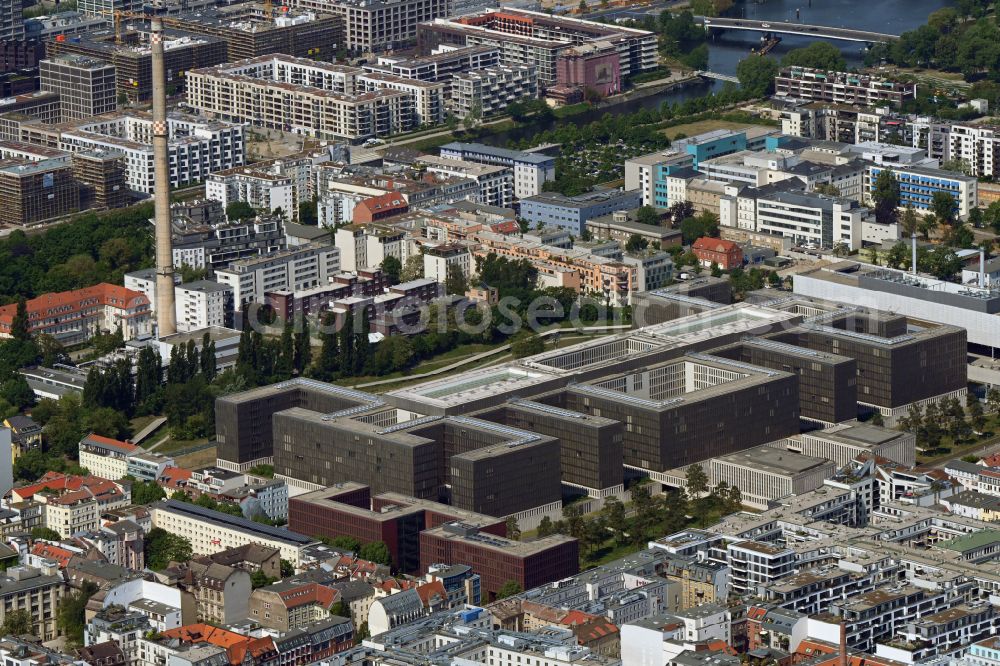 Aerial image Berlin - Construction of BND headquarters on Chausseestrasse in the Mitte district of the capital Berlin. The Federal Intelligence Service (BND) built according to plans by the Berlin architectural firm Kleihues offices in the capital its new headquarters