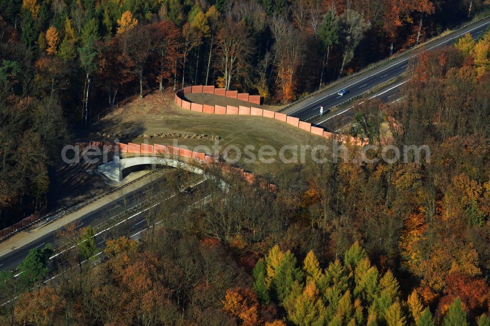 Warnitz from above - New bridge building on the motorway A11 motorway at Warnitz in Uckermark in Brandenburg