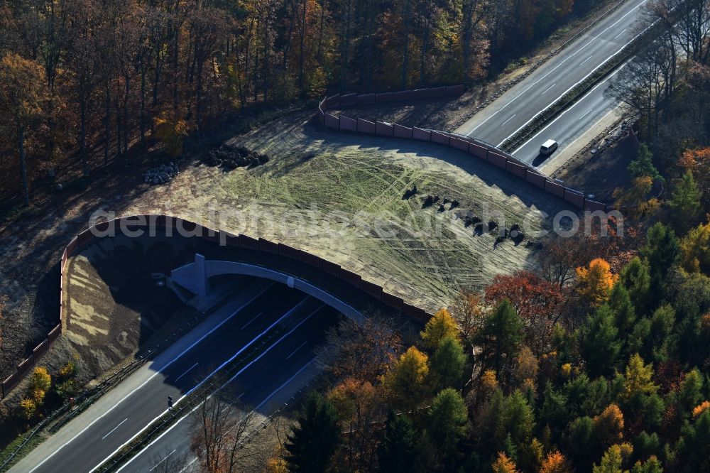 Warnitz from the bird's eye view: New bridge building on the motorway A11 motorway at Warnitz in Uckermark in Brandenburg