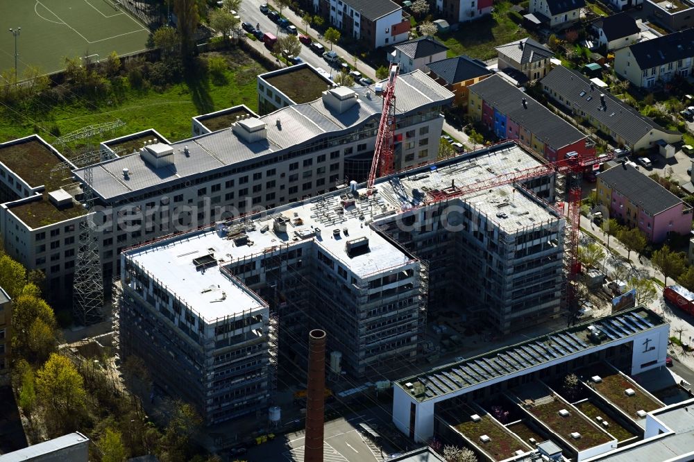 Berlin from the bird's eye view: Construction site to build a new office and commercial building Alex on Bornitzstrasse in the district Lichtenberg in Berlin, Germany