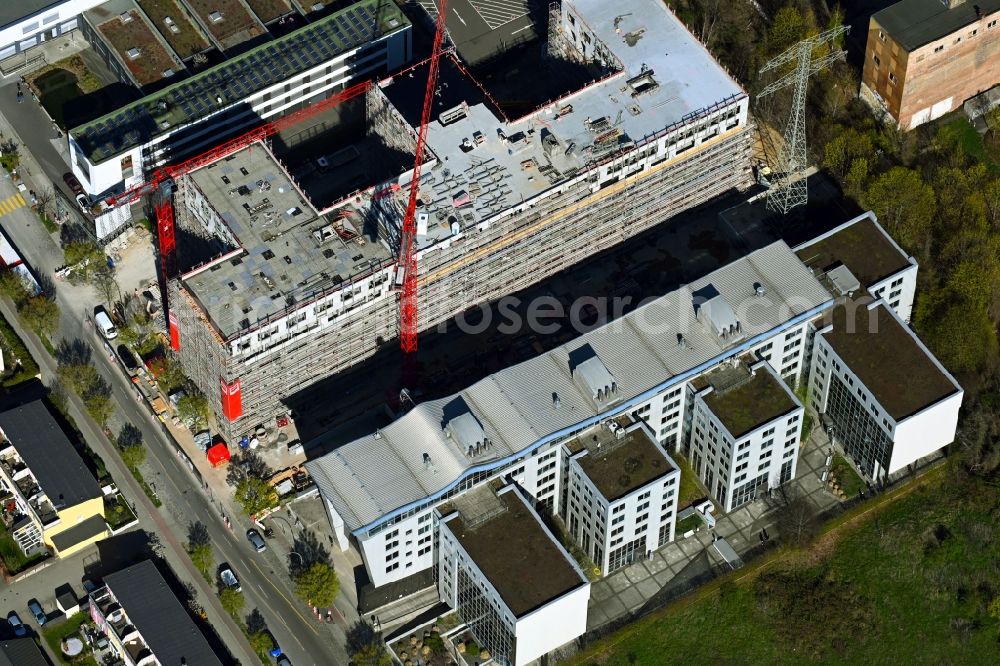 Aerial image Berlin - Construction site to build a new office and commercial building Alex on Bornitzstrasse in the district Lichtenberg in Berlin, Germany