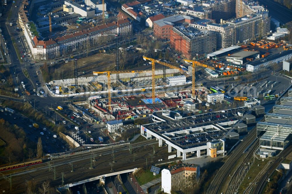 Aerial photograph Berlin - New construction of an office and commercial building ensemble of the LIP - Ludger Inholte Projektentwicklung in the district of Schoeneberg in Berlin, Germany