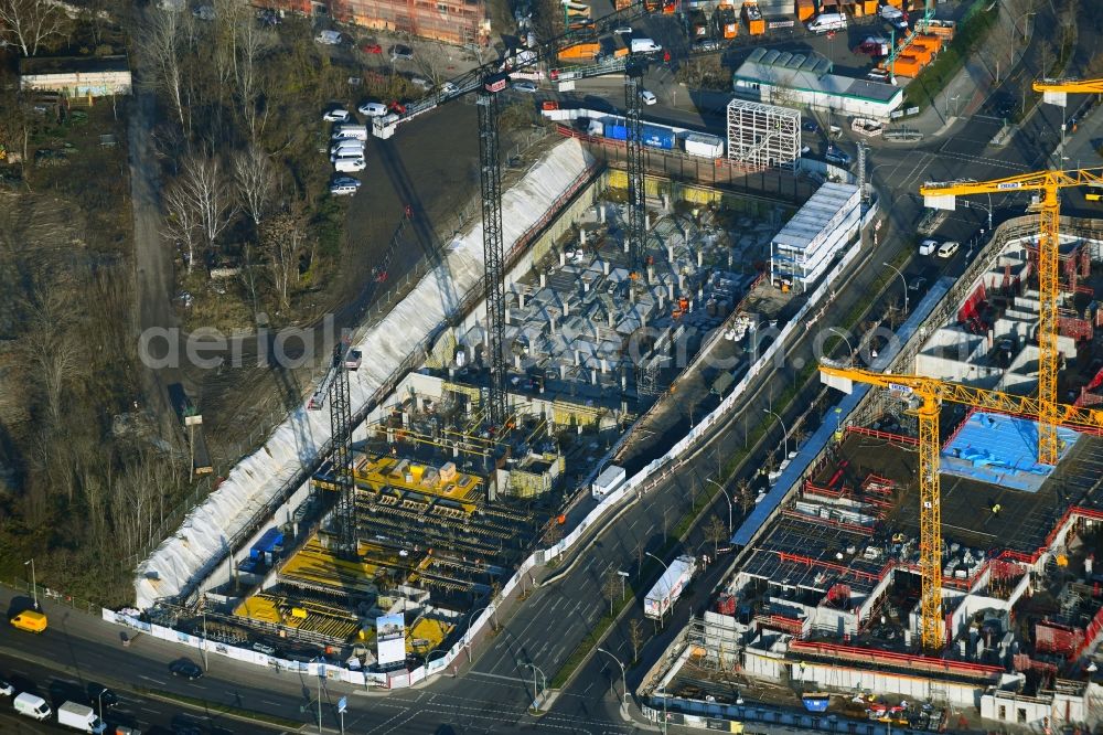 Berlin from the bird's eye view: New construction of an office and commercial building ensemble of the LIP - Ludger Inholte Projektentwicklung in the district of Schoeneberg in Berlin, Germany